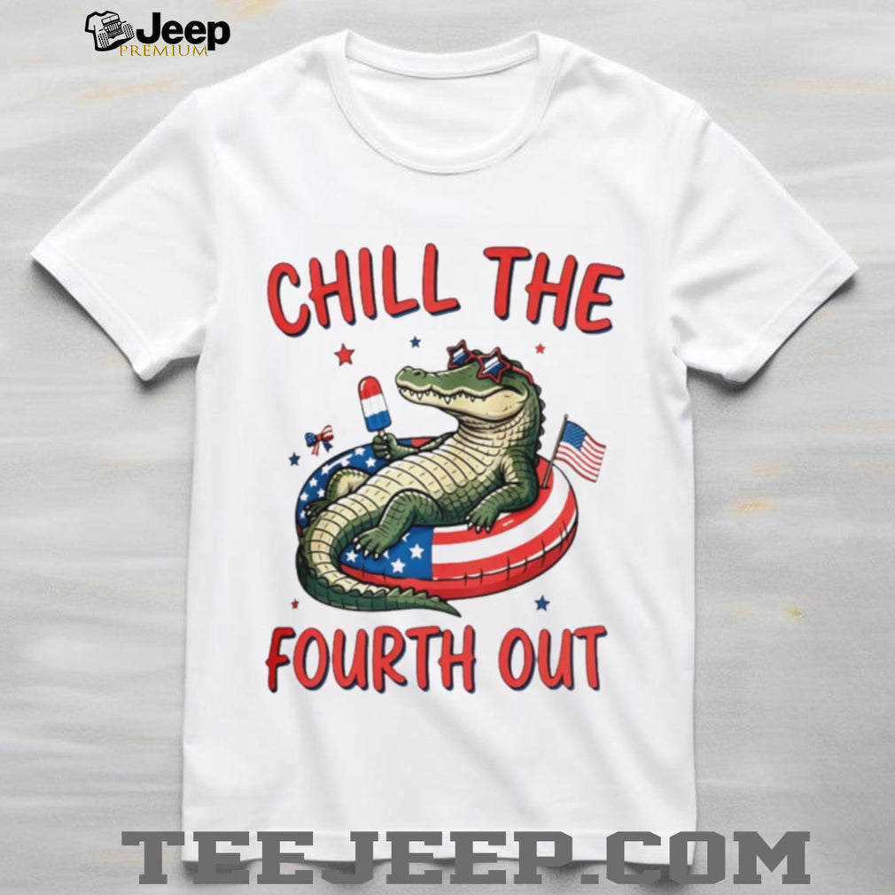 Chill The Fourth Out Patriotic Alligator 4th of July Summer Retro Unisex T Shirt
