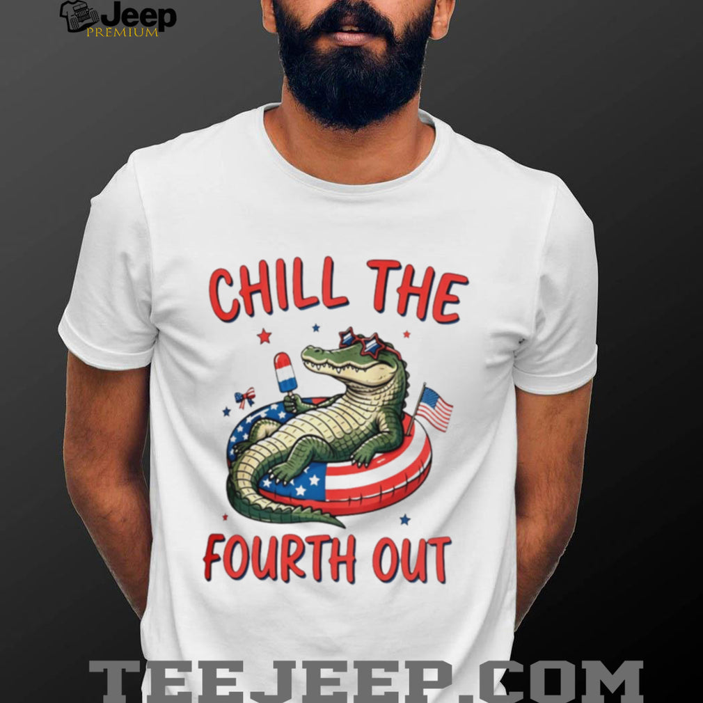 Chill The Fourth Out Patriotic Alligator 4th of July Summer Retro Unisex T Shirt