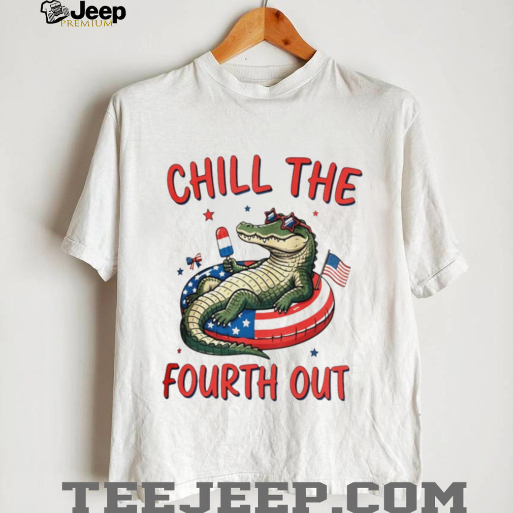 Chill The Fourth Out Patriotic Alligator 4th of July Summer Retro Unisex T Shirt