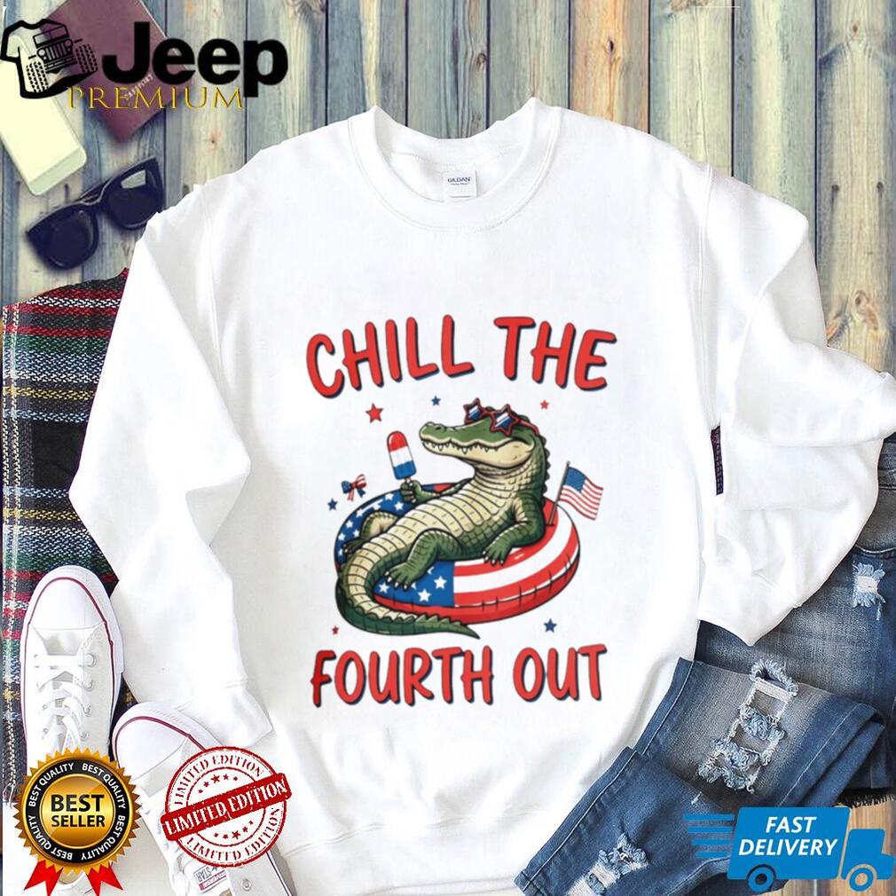 Chill The Fourth Out Patriotic Alligator 4th of July Summer Retro Unisex T Shirt