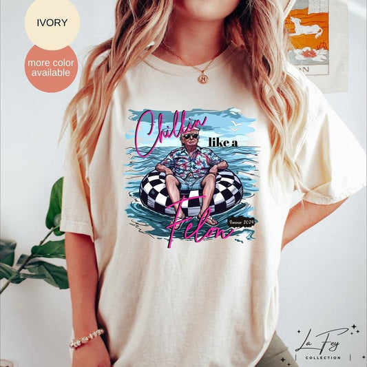 Chillin Like a Felon Shirt, Funny Trump T-Shirt, Trump Summer 2024 Tee, Patriotic 4th of July Shirt, Conservative Shirt