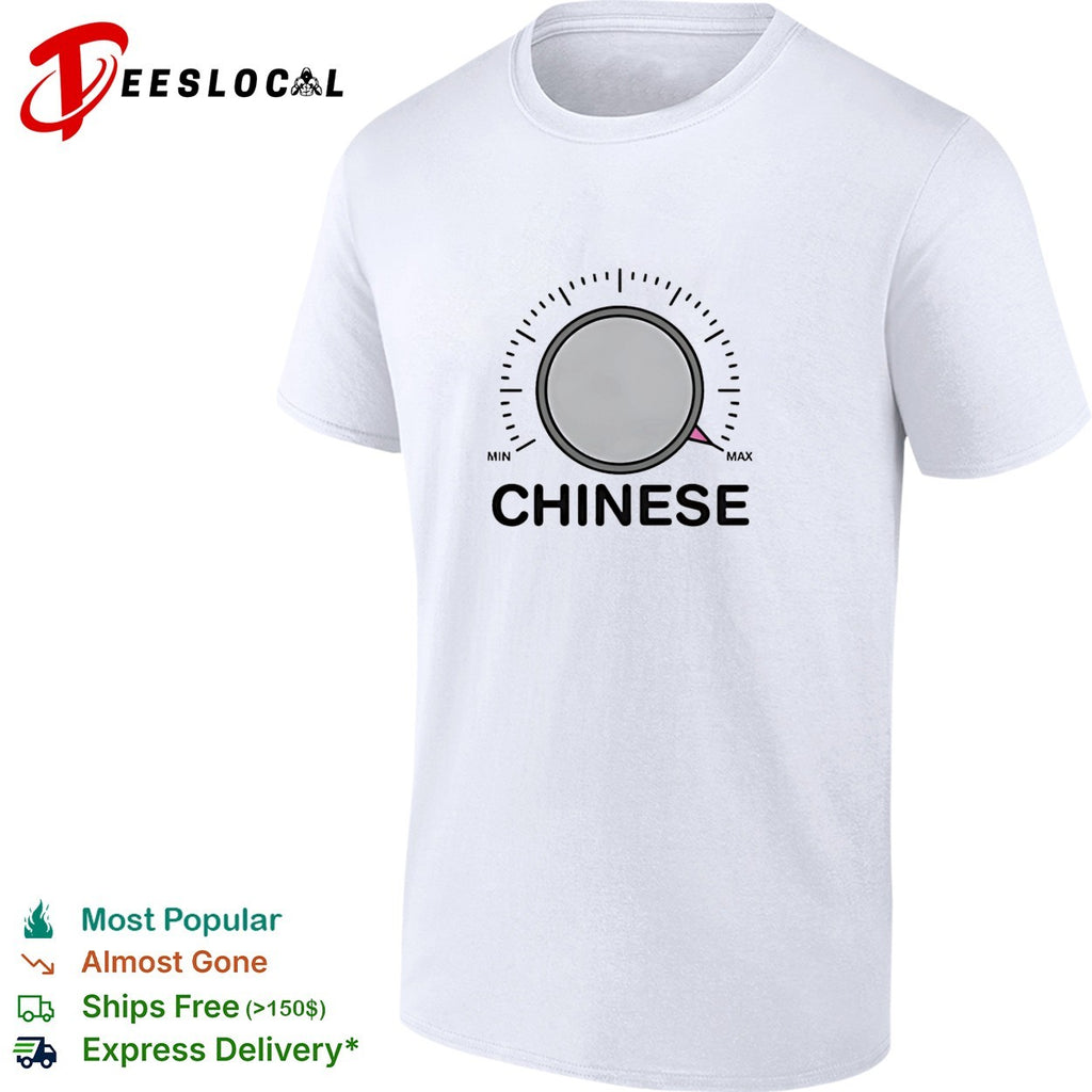 Chinese volume knob dial turned to max shirt