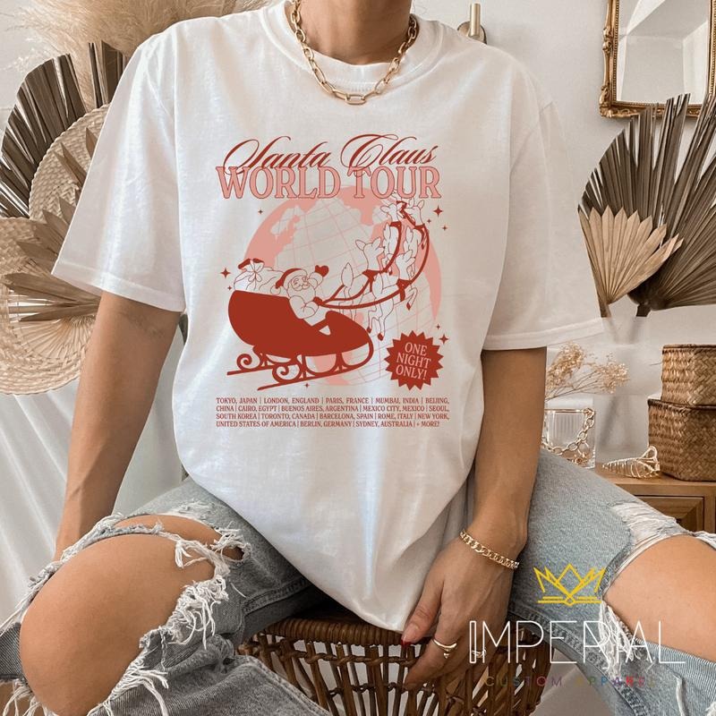 Chrisrmas World Tour Shirt, Santa Claus Shirt, Cute Christmas Tee, Matching Family Christmas Shirts, Xmas Tee