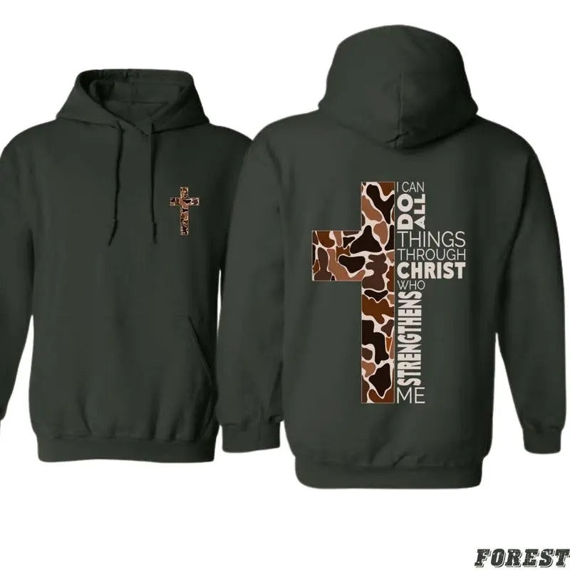Christian Camo Cross Hoodie, Perfect for Faithful Believers and Outdoorsmen, Cozy Hoodie Everyday, For Men, Women Classic...