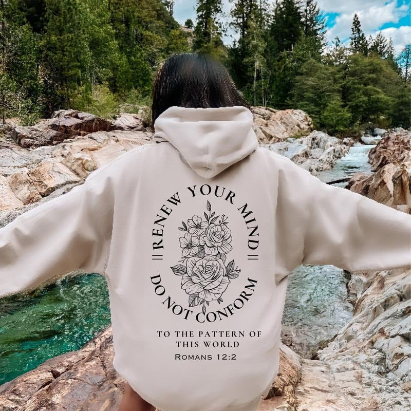 Christian Clothes Bible Verse Hoodie Faith Sweatshirt Rom 122 Tshirt faith Tshirt groovy T-shirt women Christian Gift Renew Your Mind  T-shirt, sweater and Hoodie