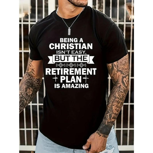 Christian Graphic Men's Comfy Fit Short Sleeve T-Shirt - Stretchy, Breathable, Soft, Trendy Tees for Summer, Casual Daily Style Fashion Clothing with Relaxed Fit and Vibrant Colors Made in USA