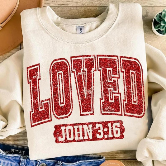 Christian Valentines Sweatshirt Loved John 316 , Retro Valentine , Valentines Day , Bible Verse , XOXO , Checkered Varsity
