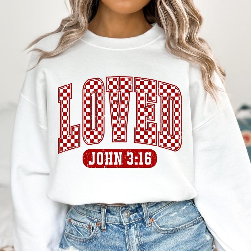 Christian Valentines Sweatshirt, Loved John 3:16 Sweatshirt, Retro Valentine Sweatshirt, Valentines Day Sweatshirt, Bible...