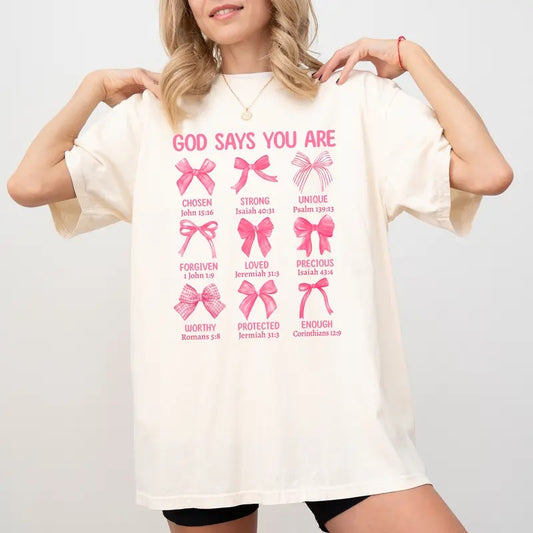 Christian Women's Coquette Bows Shirt Comfort Colors, Coquette Tees for Women, Bible Verse T-shirt, Jesus Apparel, Christian Tshirt, Casual Womenswear