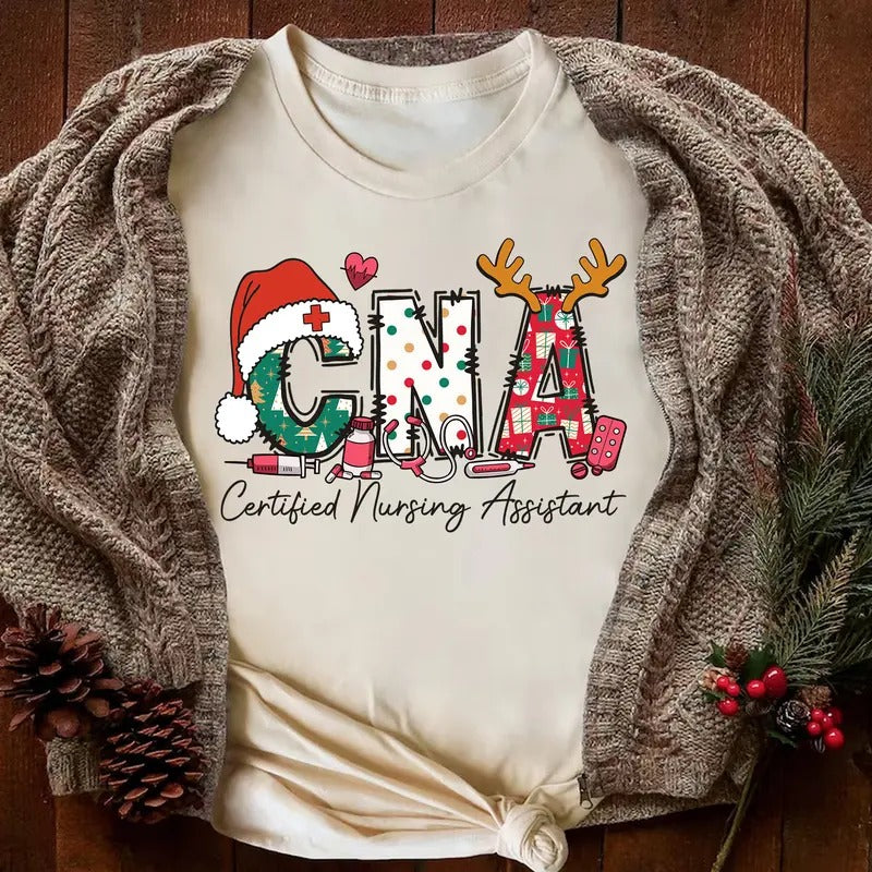 Christmas CNA Unisex T-shirt for Women, Christmas Nursing Shirt, Certified Nursing Assistant Tee