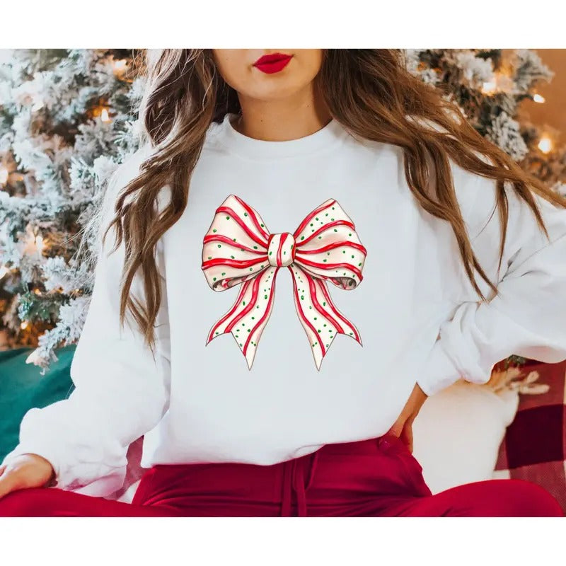 Christmas Cake Coquette Bow Sweatshirt T-Shirts, Hoodie | WearSparks.com