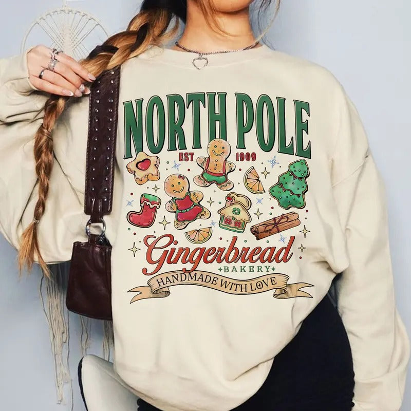 Christmas Cookies Sweatshirt, North Pole Gingerbread T Shirt, Holiday Cookie Co Crewneck, Xmas Matching Hoodie, Gift For Friends Womenswear Love