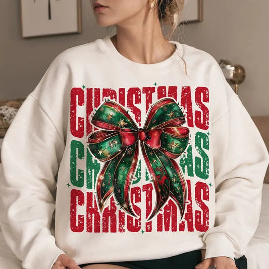 Christmas Coquette Bow, Christmas Season, Christmas girly, Christmas, Retro Christmas Shirt, Christmas 2024, Retro Christmas Shirt, Vintage Christmas Style, Christmas Outfit Fabric Loose