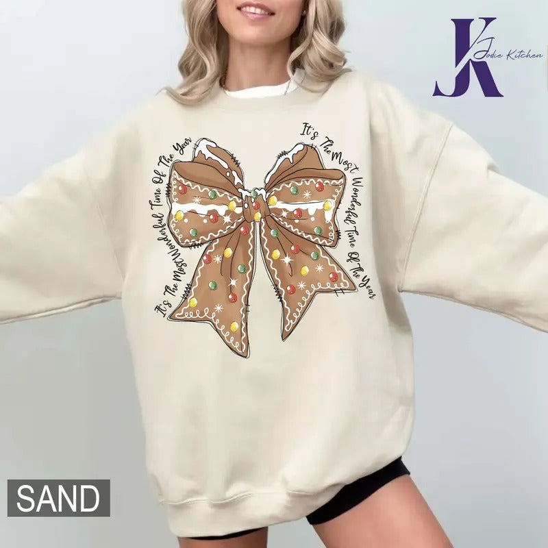 Christmas Coquette bow Shirt, Gingerbread Christmas Sweatshirt, Verry Christmas Shirt, Coquette Bows Gingerbread Christmas Baby Tee, Xmas Tee, Very Merry Xmas, Party Women Lady Shirt