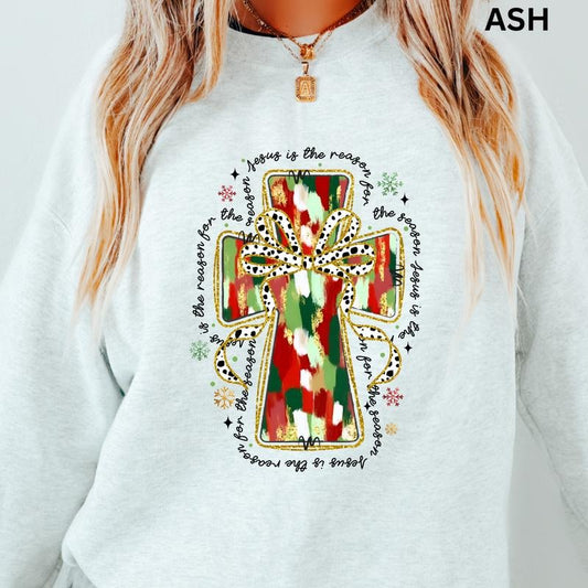 Christmas Cross Crewneck, Christmas Winter Sweatshirt, Merry Christmas Sweatshirt, Christmas Sweatshirt, Winter Season...