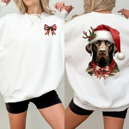 Christmas Dog Hunting Coquette Camo Sweatshirt, T