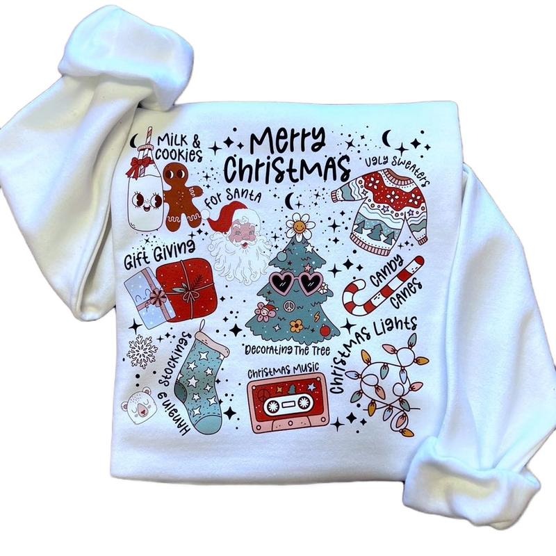 Christmas Doodles Sweatshirt, Vintage Christmas Crewneck