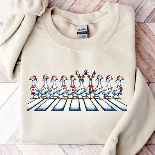 Christmas Ducks Sweatshirt, Duck Christmas Shirt For Women, Funny Animals Christmas Sweatshirt, Farm Lover Gift, Funny Christmas Goose Shirt