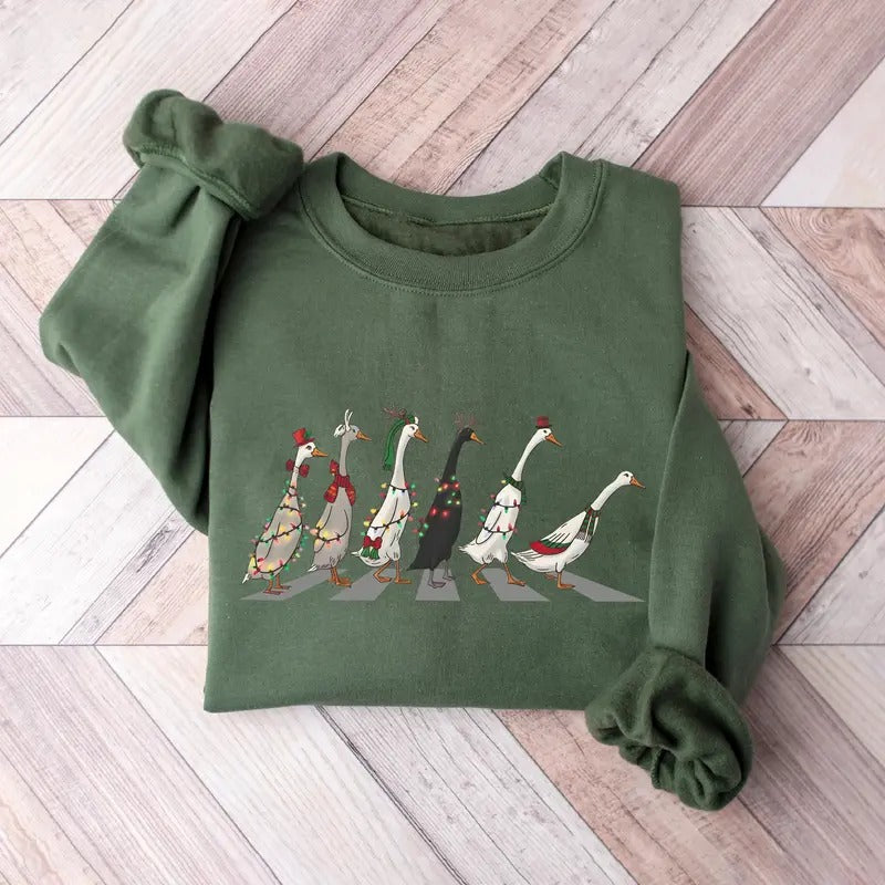 Christmas Ducks Sweatshirt, Duck Christmas Shirt For Women, Funny Animals Christmas Sweatshirt, Farm Lover Gift, Funny Christmas Sweatshirt Hoodie