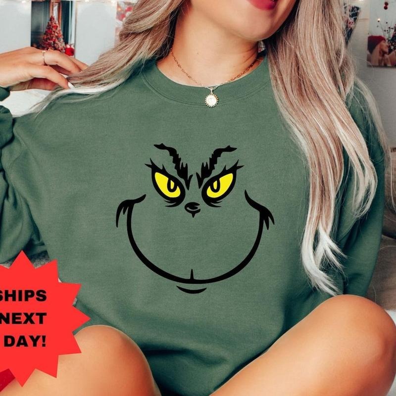 Christmas Face Sweatshirt, Funny Christmas Sweater, Cute Christmas Sweatshirt, Cozy Winter Crewneck, Xmas Womens Clothing, Christmas Lover Shirt, Cute Christmas Hoodie