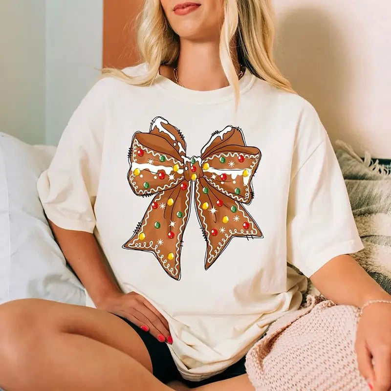 Christmas Gingerbread Coquette Sweatshirt, Coquette Christmas Shirt, Christmas Bow Sweatshirt for Women, Gingerbread Christmas Shirt, Gingerbread Coquette Sweatshirt