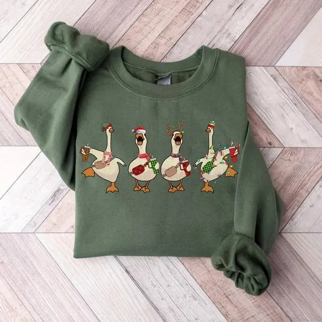 Christmas Gooses Obsessive Cup Disorder Sweatshirt, Gooses Santa Christmas Light Shirt, Merry Goosemas, Funny Ducks Hoodie,  Farm Lover Gift, Duck Lover Gift
