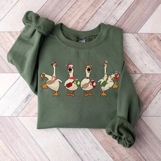 Christmas Gooses Obsessive Cup Disorder Sweatshirt, Gooses Santa Christmas Light Shirt, Merry Goosemas, Funny Ducks Hoodie,  Farm Lover Gift, Duck Lover Gift