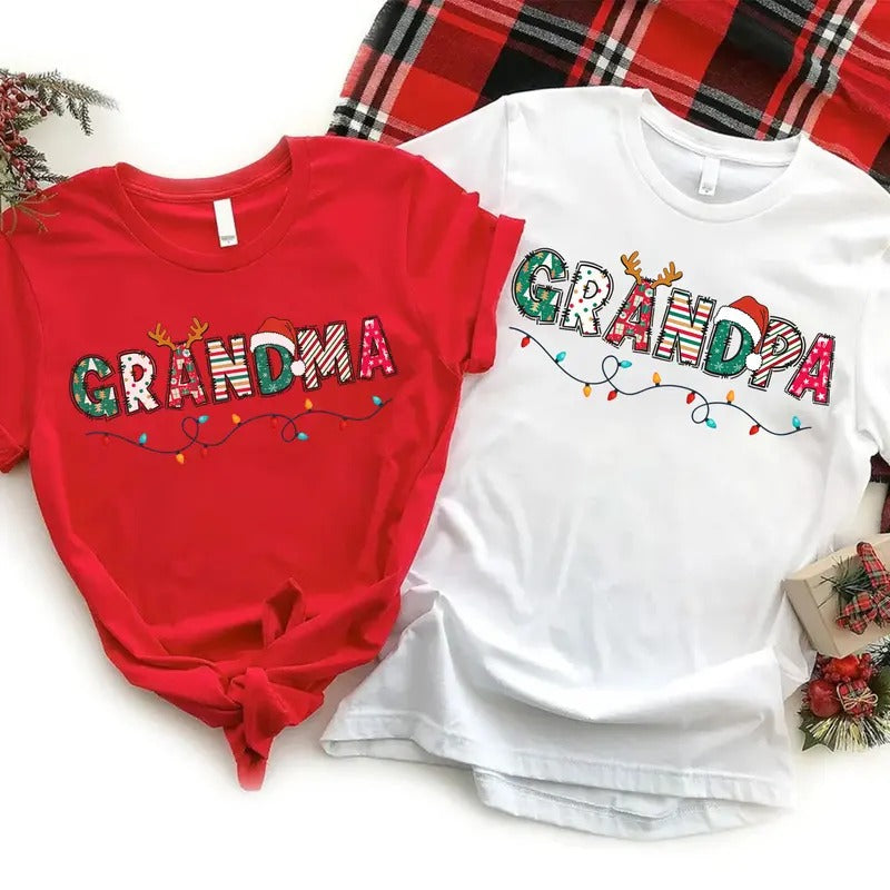 Christmas Grandpa Grandma T-shirt, Gift for Grandma Grandpa, Christmas Family Shirt, Christmas Matching Tee