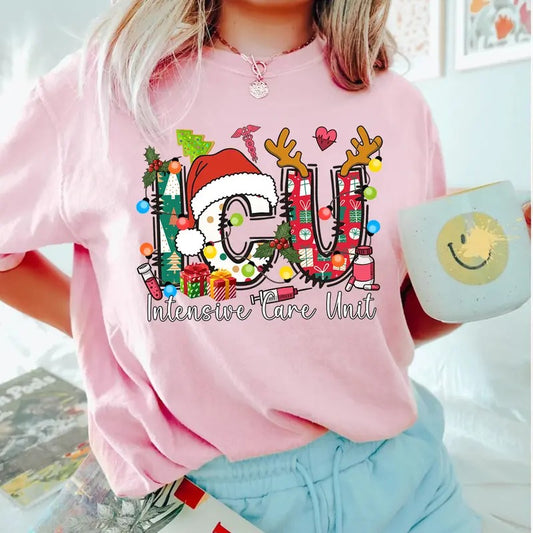 Christmas ICU T-shirt, ICU Nurse Shirt, ICU Crew Nursing Shirt, Picu Micu Sicu Nicu Tee, Intensive Scare Unit Shirt...