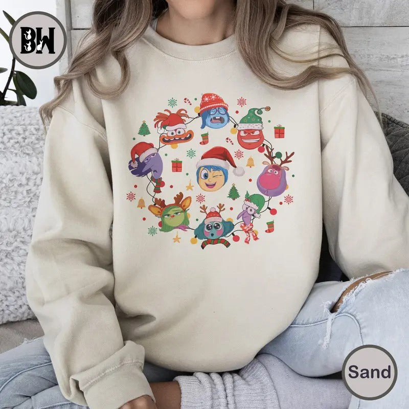 Christmas Inside Out Bundle Sweatshirt,  Christmas Light Tree Shirt, Cartoon Emotions Friends Shirt, Merry Christmas...