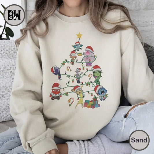 Christmas Inside Out Bundle Sweatshirt, Cartoon Emotions Friends Shirt, Christmas Light Tree Shirt, Mental Health...