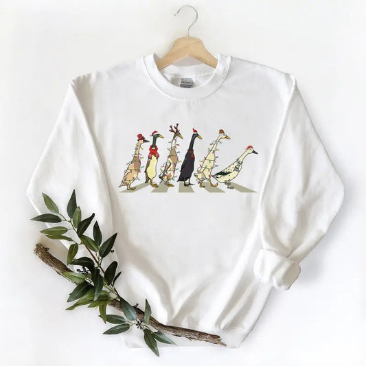 Christmas Mallard Duck Walking Sweatshirt, Merry Gifts Santa Duck for Women Men Unisex Duck Animal T-shirt Hoodie cotton Fabric Menswear