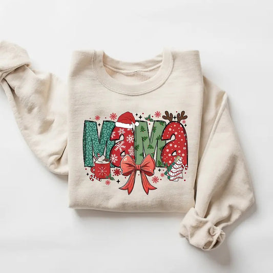 Christmas Mama Coquette Sweatshirt, Coquette Christmas Mama Bow Sweater, Mama Claus Shirt, Christmas Tree Cake Sweatshirt, Doodles Xmas, Candy Cane Santa Hot Cocoa Shirt, Winter Holiday Shirt, Xmas Christmas Gift Shirt