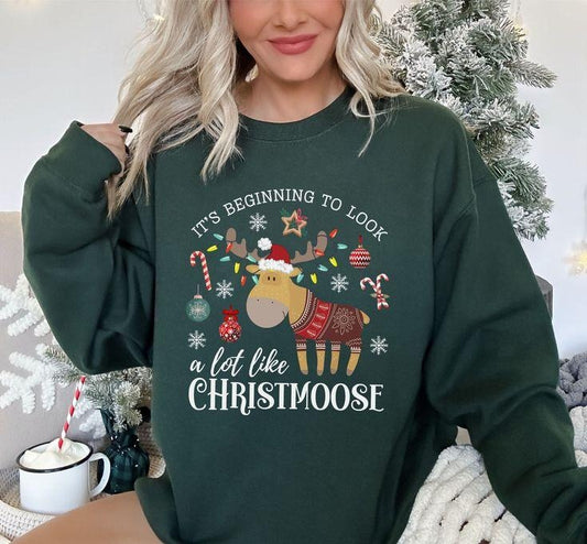 Christmas Moose Sweatshirt, Christmoose Sweater, Cute Animal Sweatshirt, Holiday Sweater, Moose Lover Sweatshirt, Merry Christmas