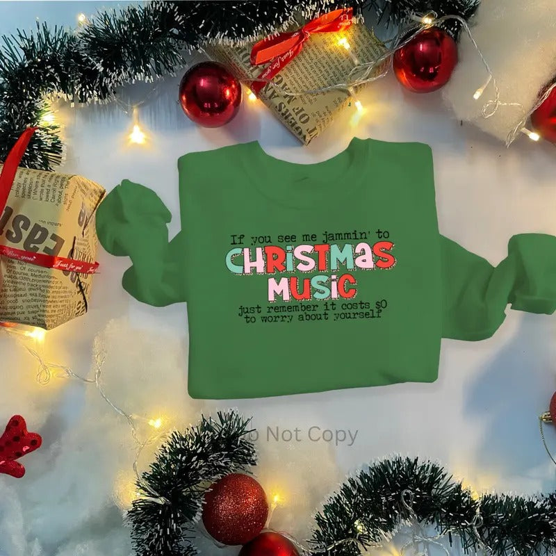 Christmas Music DTF Transfer ONLY - This is NOT a T Shirt Hoodie, Sweatshirt | WearSparks.com