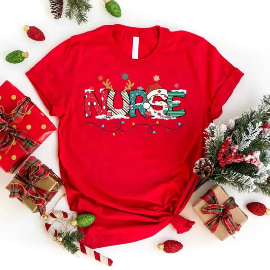 Christmas Nurse T-shirt, Nursing Christmas Shirt, Nurse Holiday Tee, Christmas Gift for Nurse, Nursing School Shirt