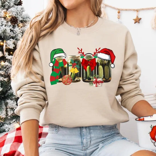 Christmas Pickle Funny Christmas Pickle Sweatshirt Retro Canned Pickles Sweatshirt Pickle Lover Sweatshirt Christmas Gifts Pickle Sweatshirt Xmas Sweatshirt