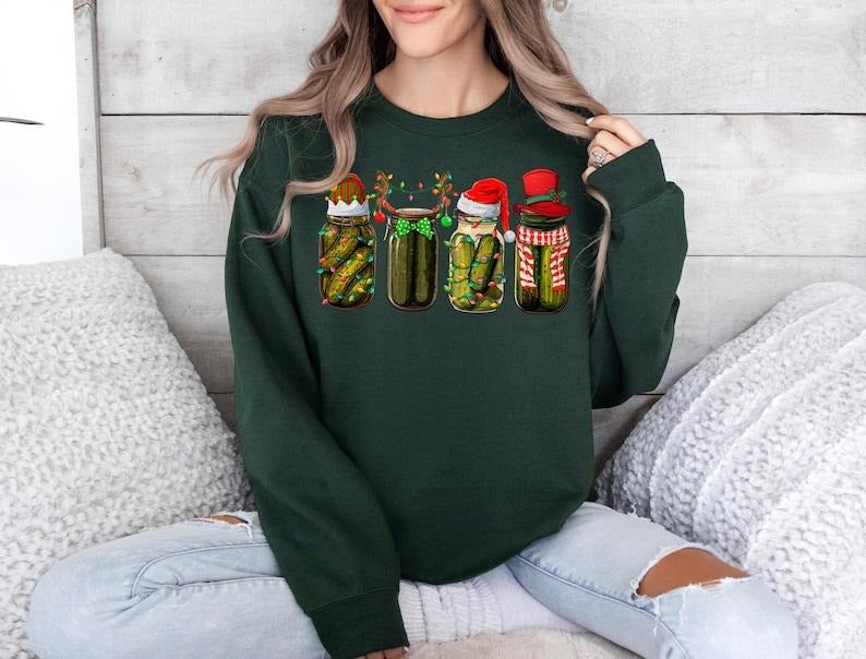 Christmas Pickle Sweatshirt, Pickle Sweater, Holiday Sweater, Christmas Sweatshirt, Christmas Gift, Xmas Sweatshirt, Pickle Lover Gift