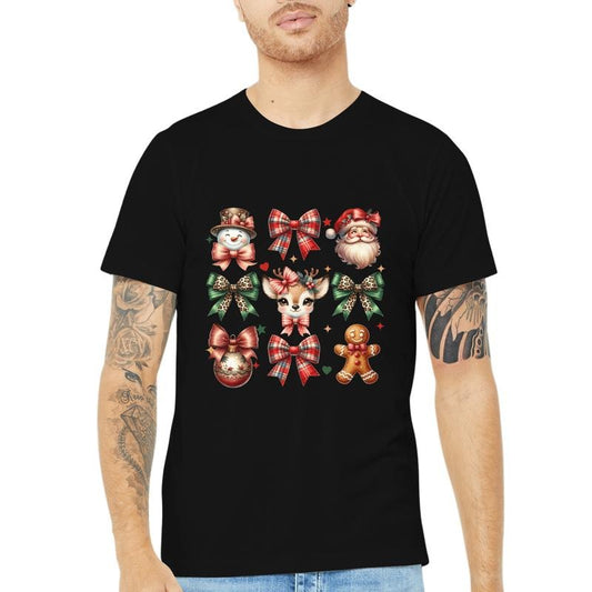 Christmas Pizza Tree with Light Strip Print T-Shirt, Casual Fashion Tee, Breathable Short Sleeve Crew Neck Top, Can Be Given as a Christmas Gift! made in usa