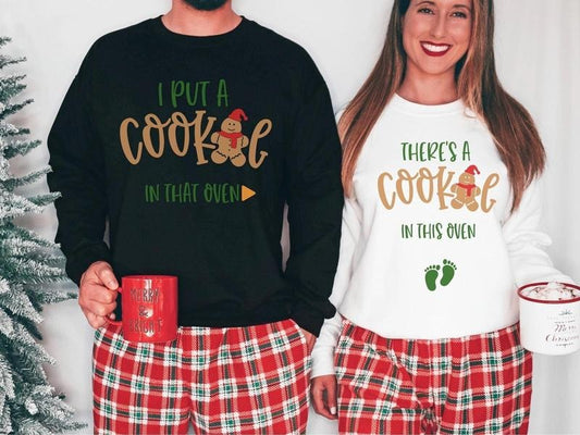 Christmas Pregnancy Cookie Sweatshirt, Mommy To Be Shirt, New Dad Shirt, Christmas Pregnancy Reveal Sweatshirt,  Christmas Holiday Maternity Sweatshirt, Christmas Pregnant Shirt, Baby Reveal Xmas Party Shirt
