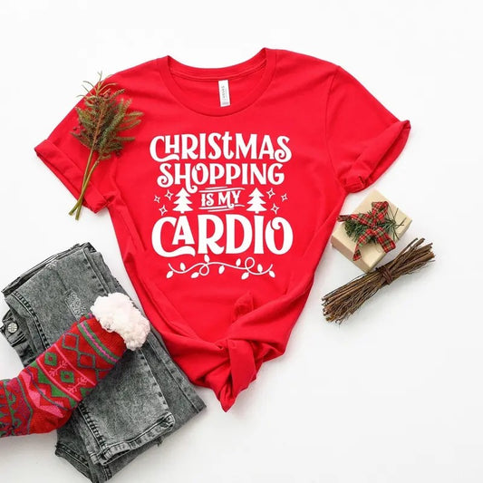 Christmas Shopping is My Cardio Shirt, Merry Christmas Tee, Holiday Shopping Long Sleeve