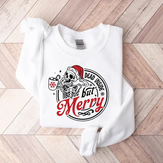 Christmas Skeleton Sweatshirt Christmas Coffee Shirt Dead Inside Shirt Skeleton Christmas T-shirt Spooky Christmas Shirt...