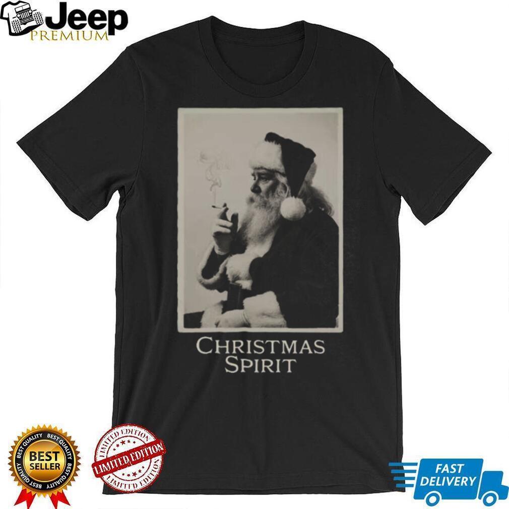 Christmas Spirit Santa Claus Smoking Vintage Style Holiday T Shirt