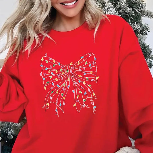 Christmas Sweatshirt Christmas Bow Shirt Winter Sweater Holiday Sweatshirt