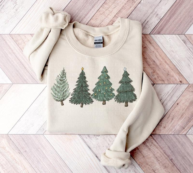 Christmas Sweatshirt Womens Christmas Sweater Christmas Crewneck Pullover Christmas Tree Holiday Sweaters