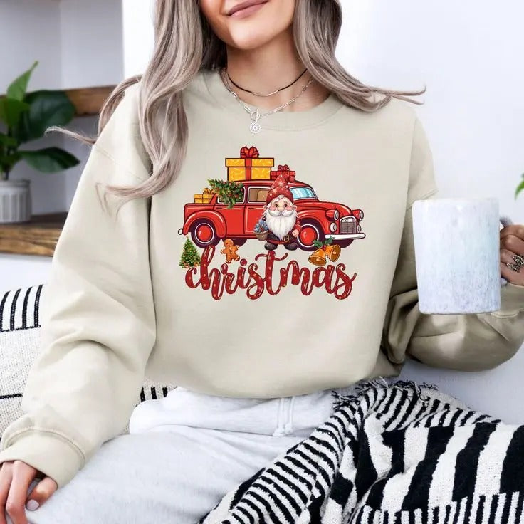 Christmas Sweatshirt, Christmas gift, Winter holiday lover, Gnome , Christmas tree gift, Jolly Sweatshirt, Holiday Season gift