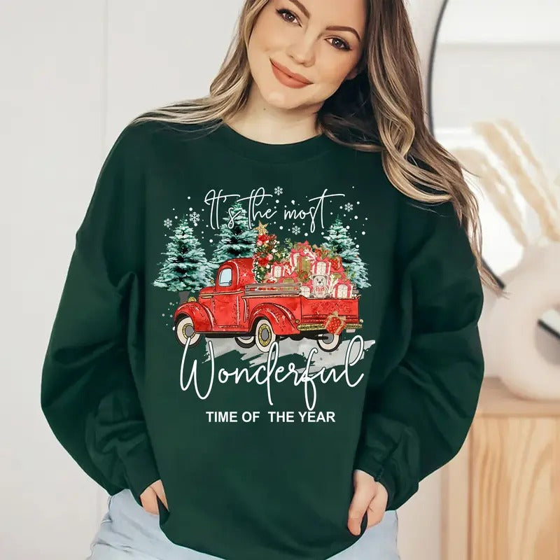 Christmas Sweatshirt, It's The Most Wonderful Time Of The Year Sweatshirt, Vintage Christmas Sweatshirt, Cute Christmas Tree Sweater, Winter Holiday Shirt, Xmas Christmas Gift Shirt