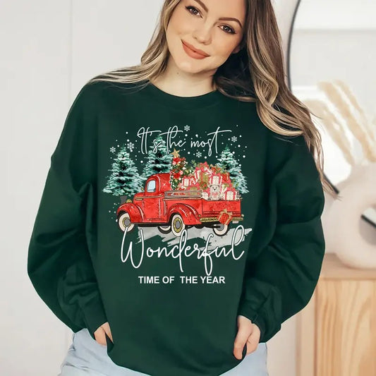 Christmas Sweatshirt, It's The Most Wonderful Time Of The Year Sweatshirt, Vintage Christmas Sweatshirt, Cute Christmas Tree Sweater, Winter Holiday Shirt, Xmas Christmas Gift Shirt