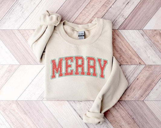 Christmas Sweatshirt, Merry Christmas Sweatshirt, Christmas Shirt for Women, Christmas Crewneck Sweatshirt, Holiday Sweater, Christmas Gift, Hoodie and Sweater; T-shirt Cotton Womenswear