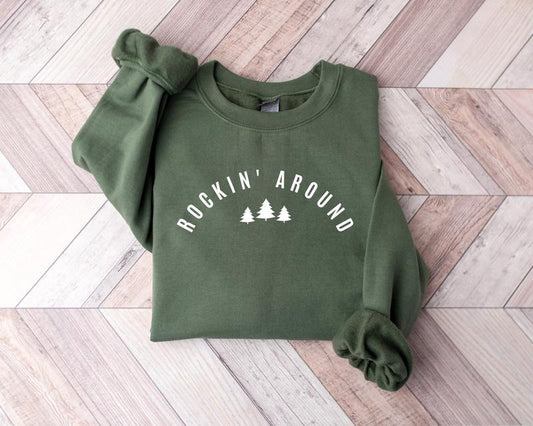 Christmas Sweatshirt, Rockin Around the Christmas Tree Sweater, Holiday Sweater, Merry Christmas Shirt, Xmas Christmas Sweatshirt, Xmas Holiday Shirt, Winter Sweatshirt, Xmas Christmas Gift Shirt